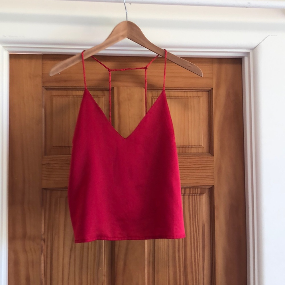 Cute Red Satin Strappy Top